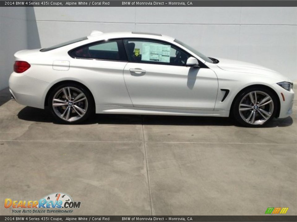 2014 BMW 4 Series 435i Coupe Alpine White / Coral Red Photo #2