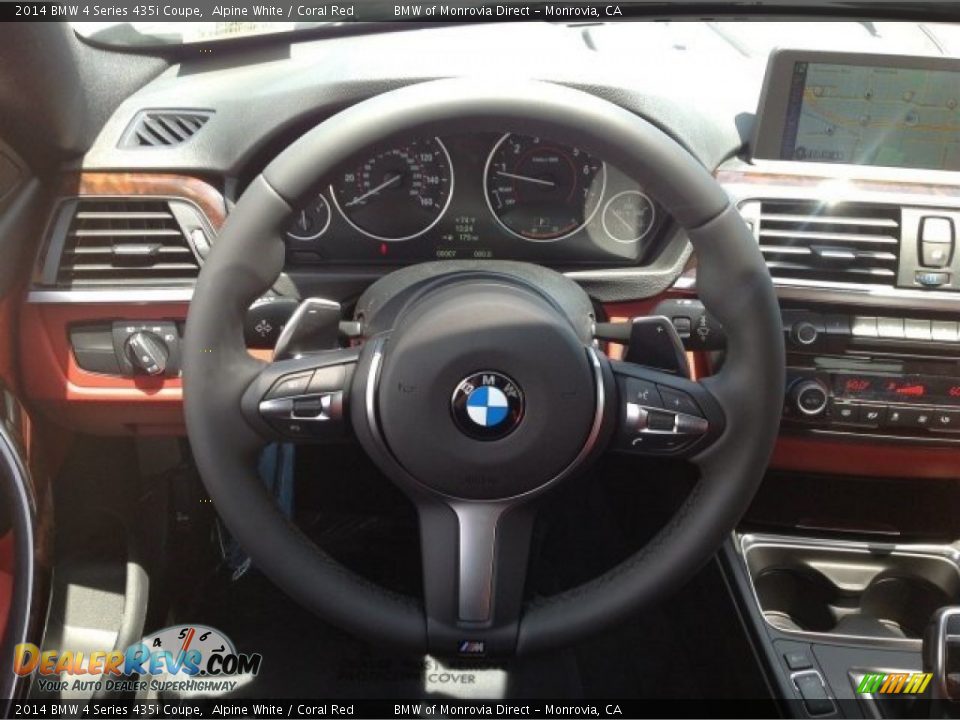 2014 BMW 4 Series 435i Coupe Alpine White / Coral Red Photo #9