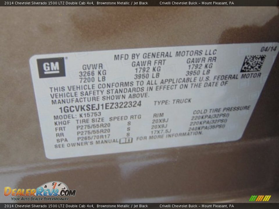 2014 Chevrolet Silverado 1500 LTZ Double Cab 4x4 Brownstone Metallic / Jet Black Photo #25