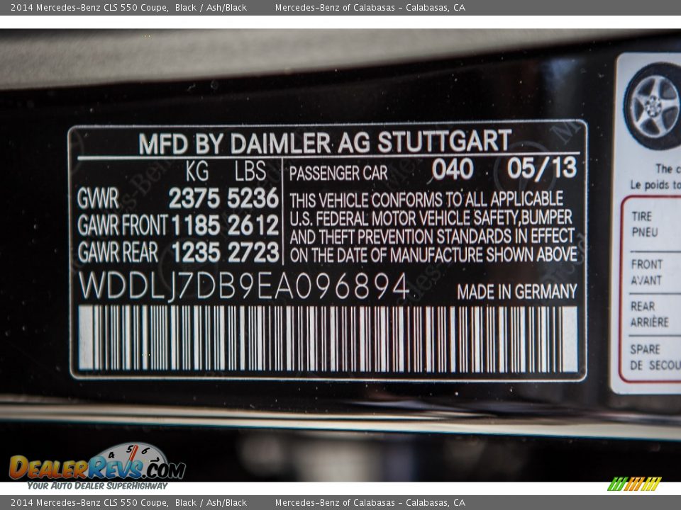 2014 Mercedes-Benz CLS 550 Coupe Black / Ash/Black Photo #7