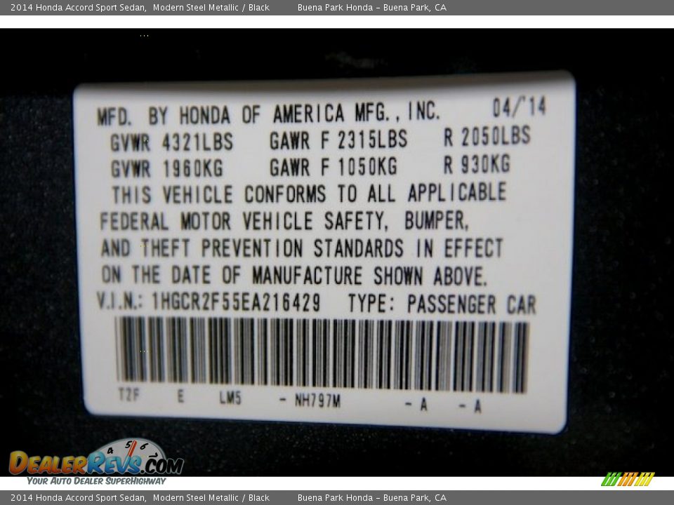 2014 Honda Accord Sport Sedan Modern Steel Metallic / Black Photo #21