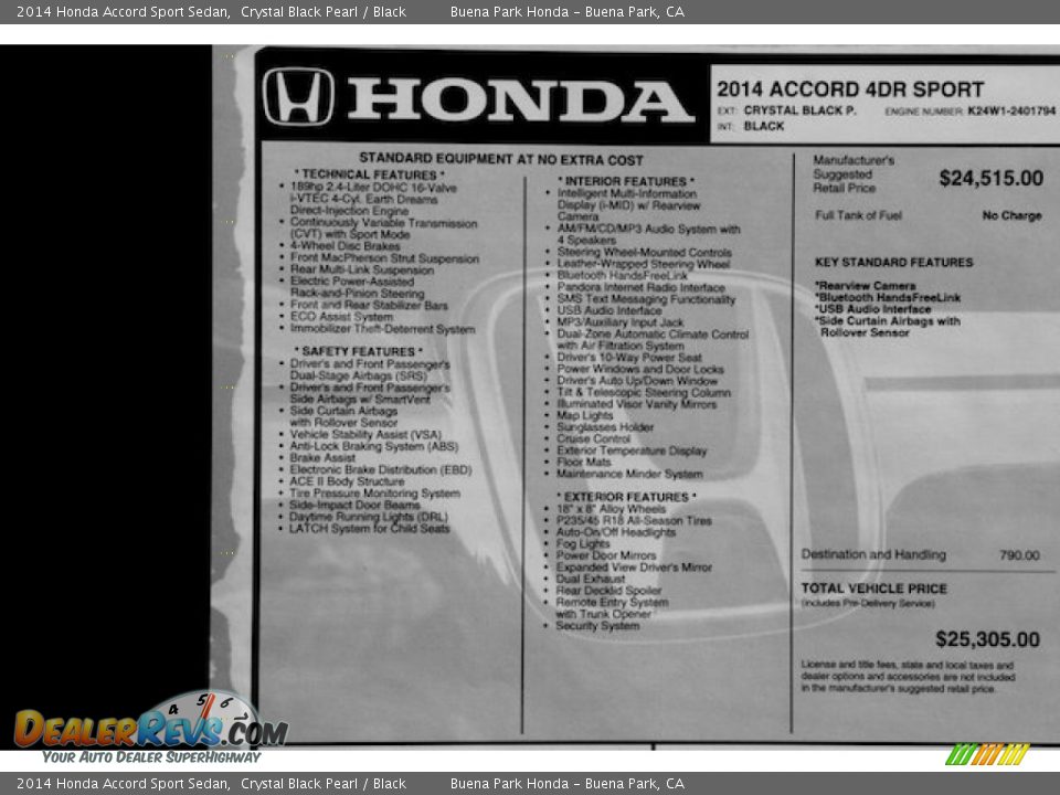 2014 Honda Accord Sport Sedan Crystal Black Pearl / Black Photo #18