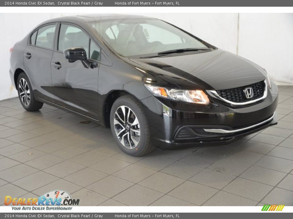 2014 Honda Civic EX Sedan Crystal Black Pearl / Gray Photo #1