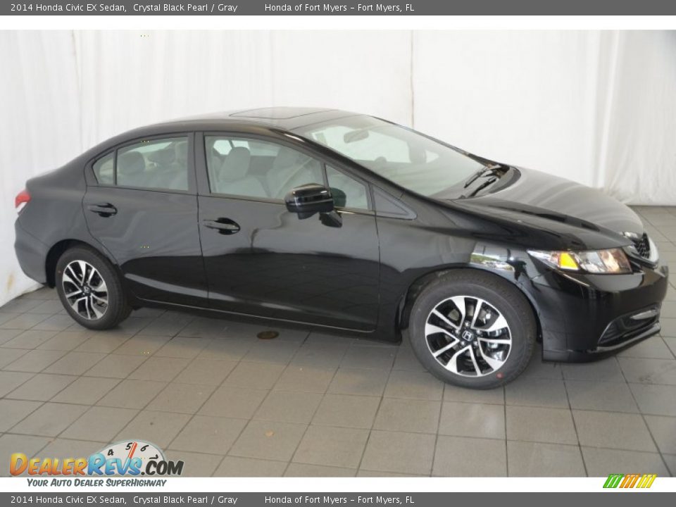 2014 Honda Civic EX Sedan Crystal Black Pearl / Gray Photo #4