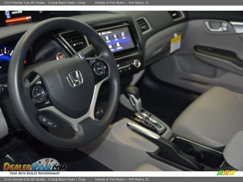 2014 Honda Civic EX Sedan Crystal Black Pearl / Gray Photo #9