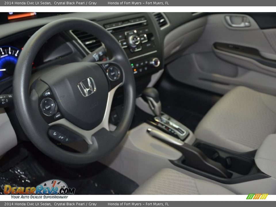 2014 Honda Civic LX Sedan Crystal Black Pearl / Gray Photo #9