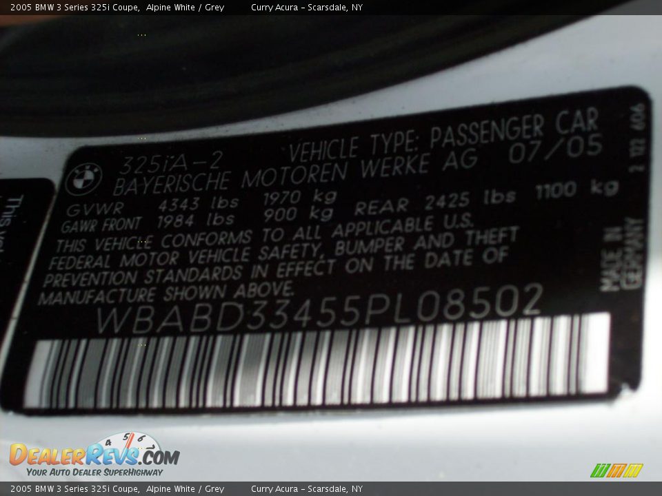 2005 BMW 3 Series 325i Coupe Alpine White / Grey Photo #25