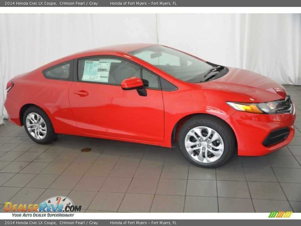 2014 Honda Civic LX Coupe Crimson Pearl / Gray Photo #4