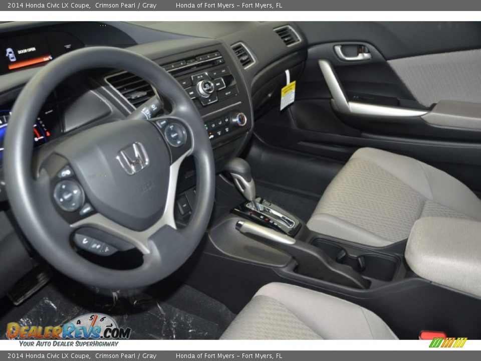 2014 Honda Civic LX Coupe Crimson Pearl / Gray Photo #9