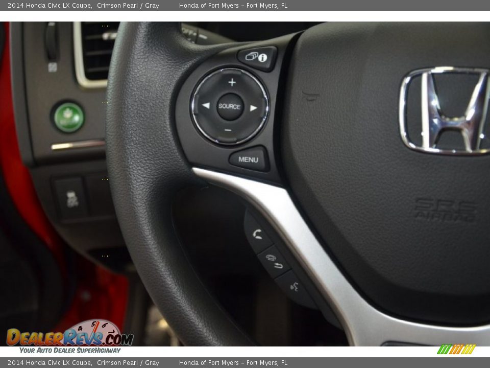 2014 Honda Civic LX Coupe Crimson Pearl / Gray Photo #14