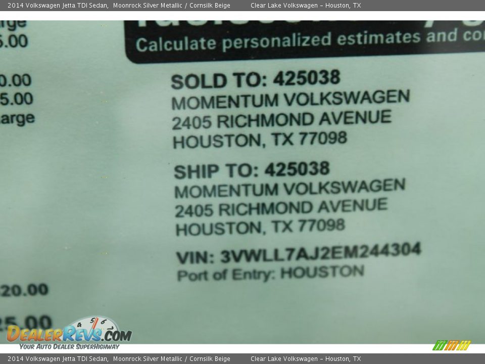 2014 Volkswagen Jetta TDI Sedan Moonrock Silver Metallic / Cornsilk Beige Photo #29