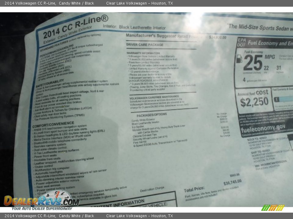 2014 Volkswagen CC R-Line Candy White / Black Photo #33
