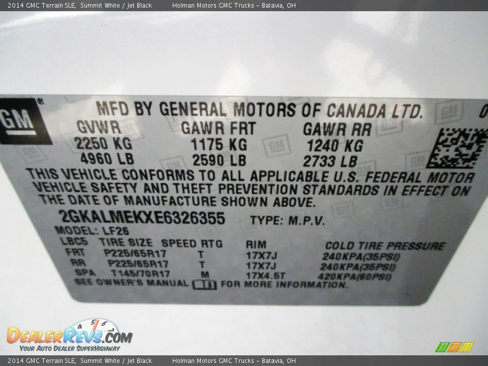 2014 GMC Terrain SLE Summit White / Jet Black Photo #4