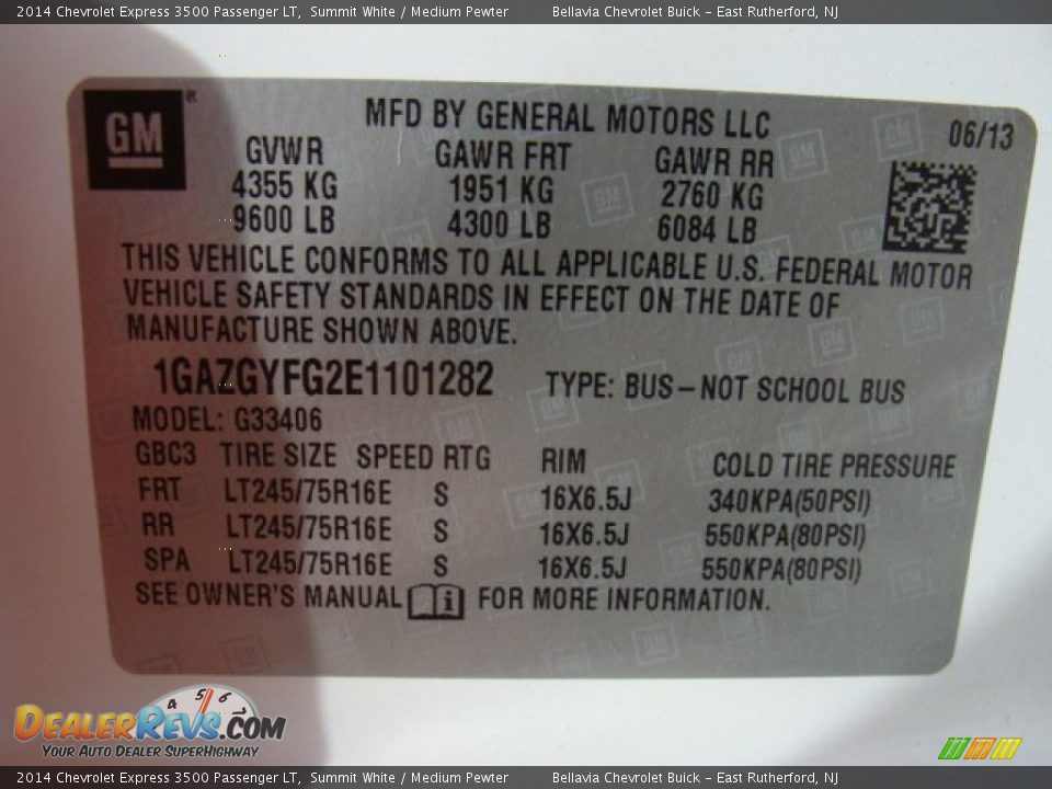 2014 Chevrolet Express 3500 Passenger LT Summit White / Medium Pewter Photo #15