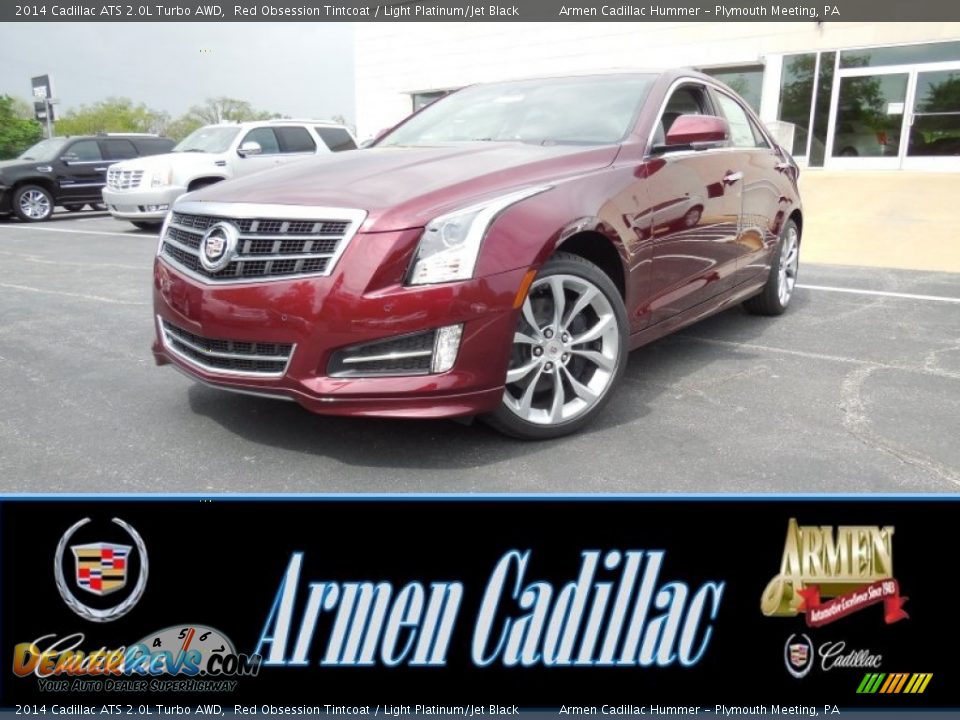 2014 Cadillac ATS 2.0L Turbo AWD Red Obsession Tintcoat / Light Platinum/Jet Black Photo #1