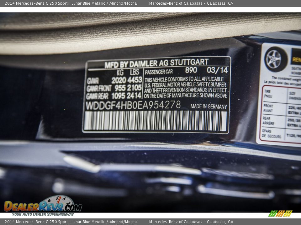 2014 Mercedes-Benz C 250 Sport Lunar Blue Metallic / Almond/Mocha Photo #8
