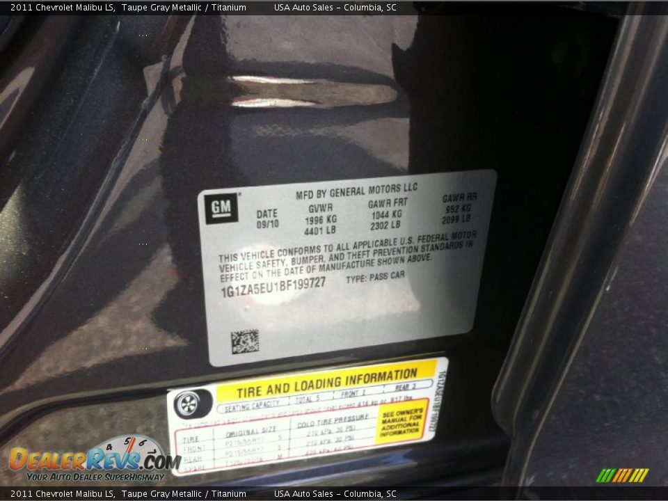 2011 Chevrolet Malibu LS Taupe Gray Metallic / Titanium Photo #21