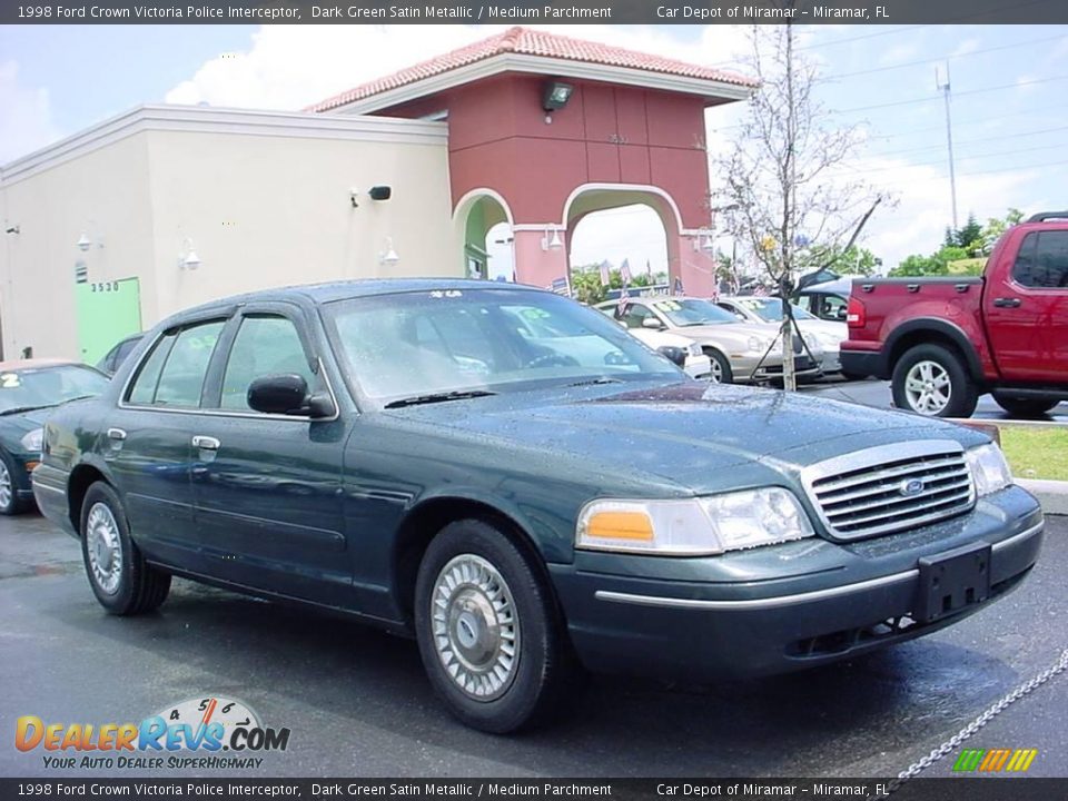 1998 Ford Crown Victoria Police Interceptor Dark Green Satin Metallic / Medium Parchment Photo #1