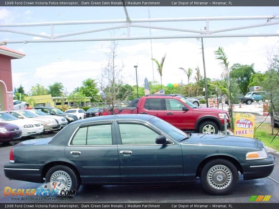 1998 Ford Crown Victoria Police Interceptor Dark Green Satin Metallic / Medium Parchment Photo #2