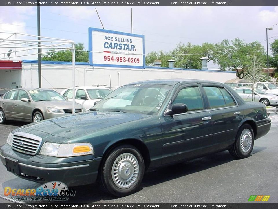 1998 Ford Crown Victoria Police Interceptor Dark Green Satin Metallic / Medium Parchment Photo #6