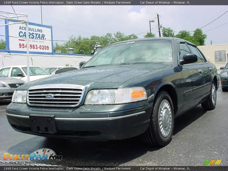 1998 Ford Crown Victoria Police Interceptor Dark Green Satin Metallic / Medium Parchment Photo #7