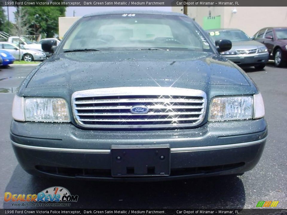 1998 Ford Crown Victoria Police Interceptor Dark Green Satin Metallic / Medium Parchment Photo #8
