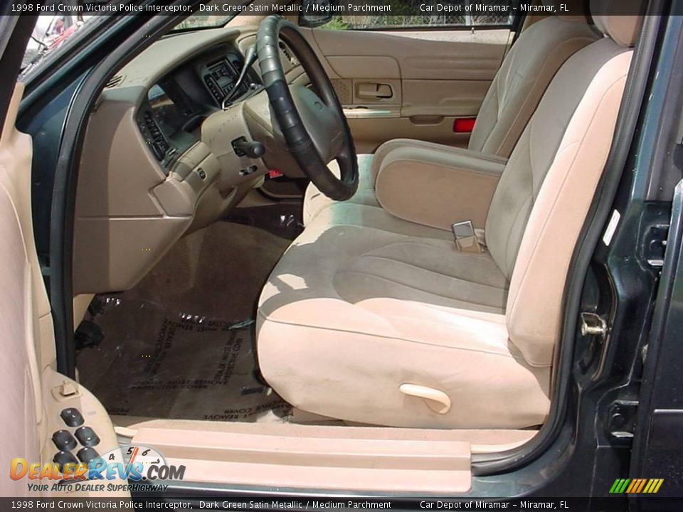 1998 Ford Crown Victoria Police Interceptor Dark Green Satin Metallic / Medium Parchment Photo #10