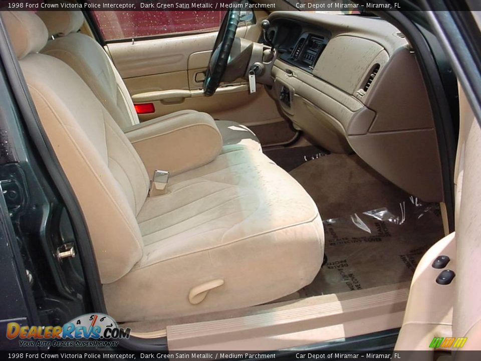 1998 Ford Crown Victoria Police Interceptor Dark Green Satin Metallic / Medium Parchment Photo #11