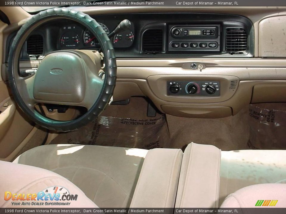 1998 Ford Crown Victoria Police Interceptor Dark Green Satin Metallic / Medium Parchment Photo #13