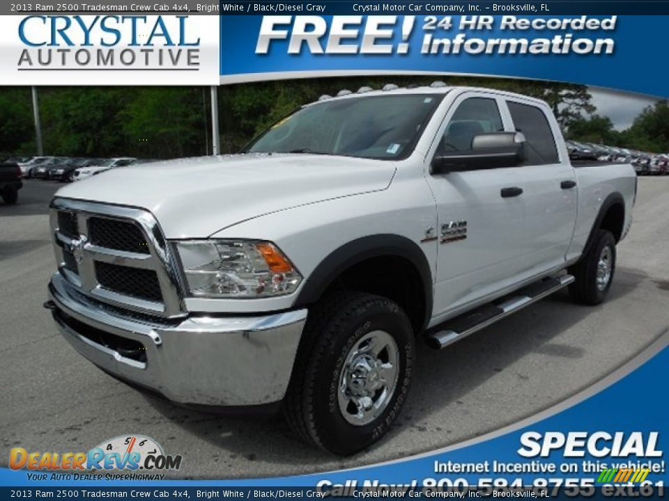 2013 Ram 2500 Tradesman Crew Cab 4x4 Bright White / Black/Diesel Gray Photo #1