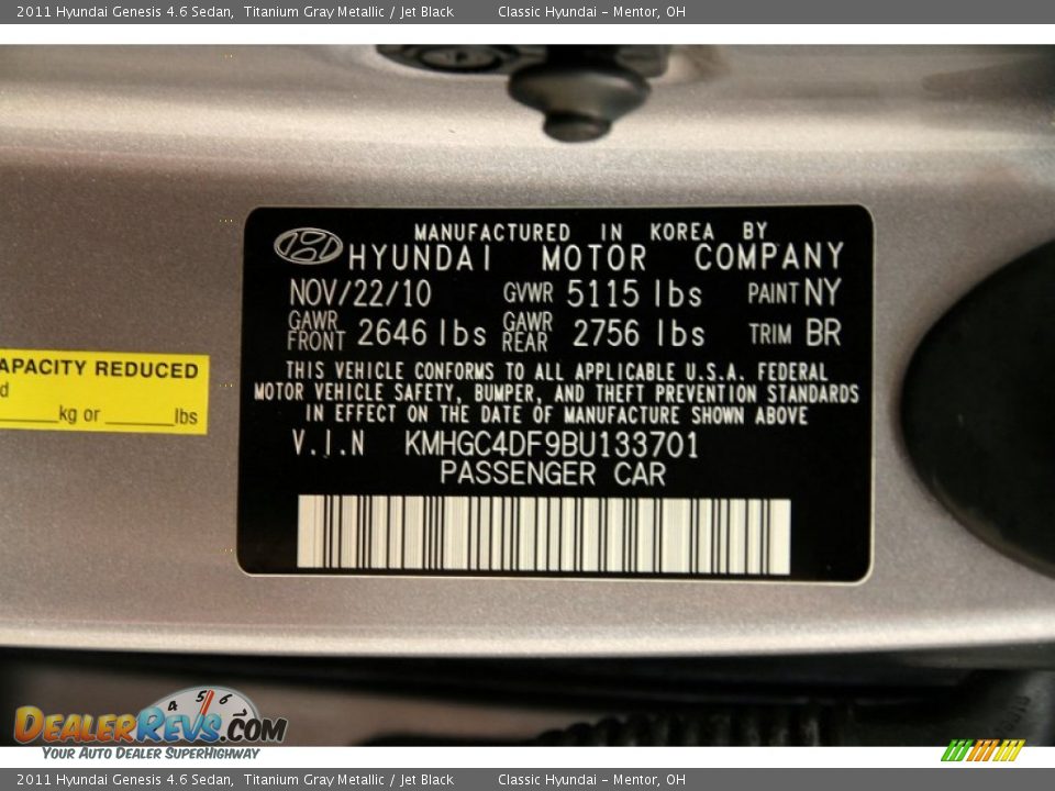 2011 Hyundai Genesis 4.6 Sedan Titanium Gray Metallic / Jet Black Photo #26