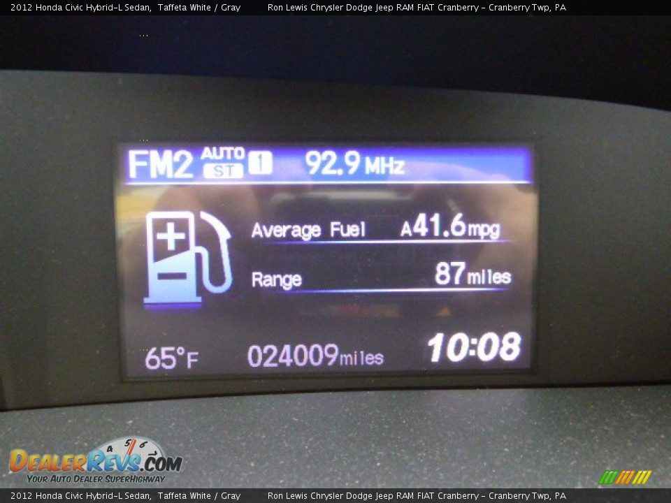 2012 Honda Civic Hybrid-L Sedan Taffeta White / Gray Photo #19