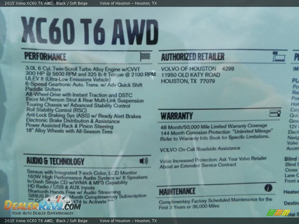 2015 Volvo XC60 T6 AWD Black / Soft Beige Photo #31