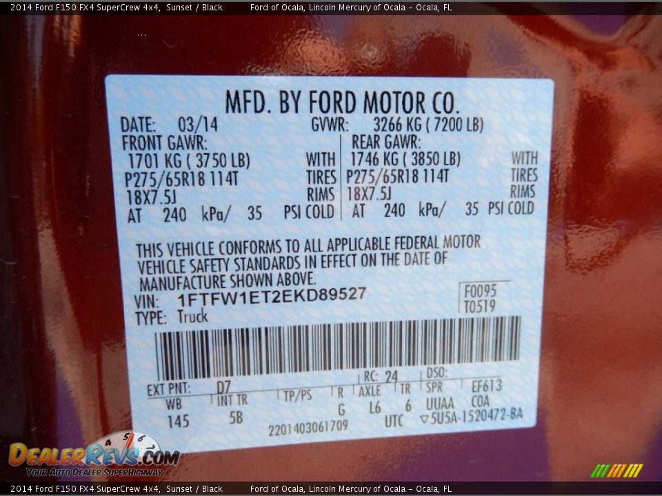 2014 Ford F150 FX4 SuperCrew 4x4 Sunset / Black Photo #13