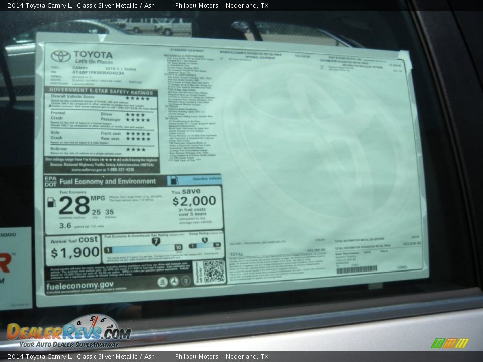 2014 Toyota Camry L Classic Silver Metallic / Ash Photo #29