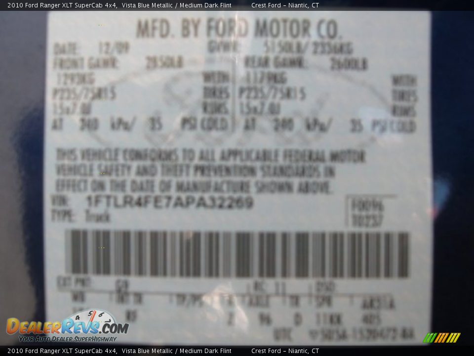 2010 Ford Ranger XLT SuperCab 4x4 Vista Blue Metallic / Medium Dark Flint Photo #14