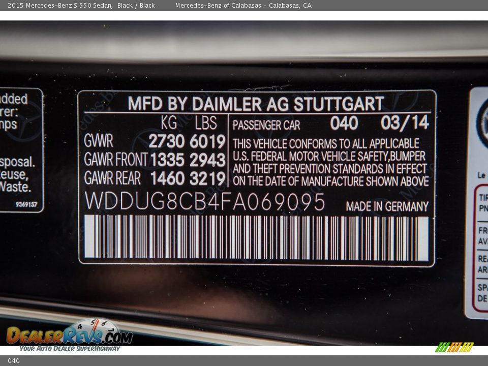 Mercedes-Benz Color Code 040 Black