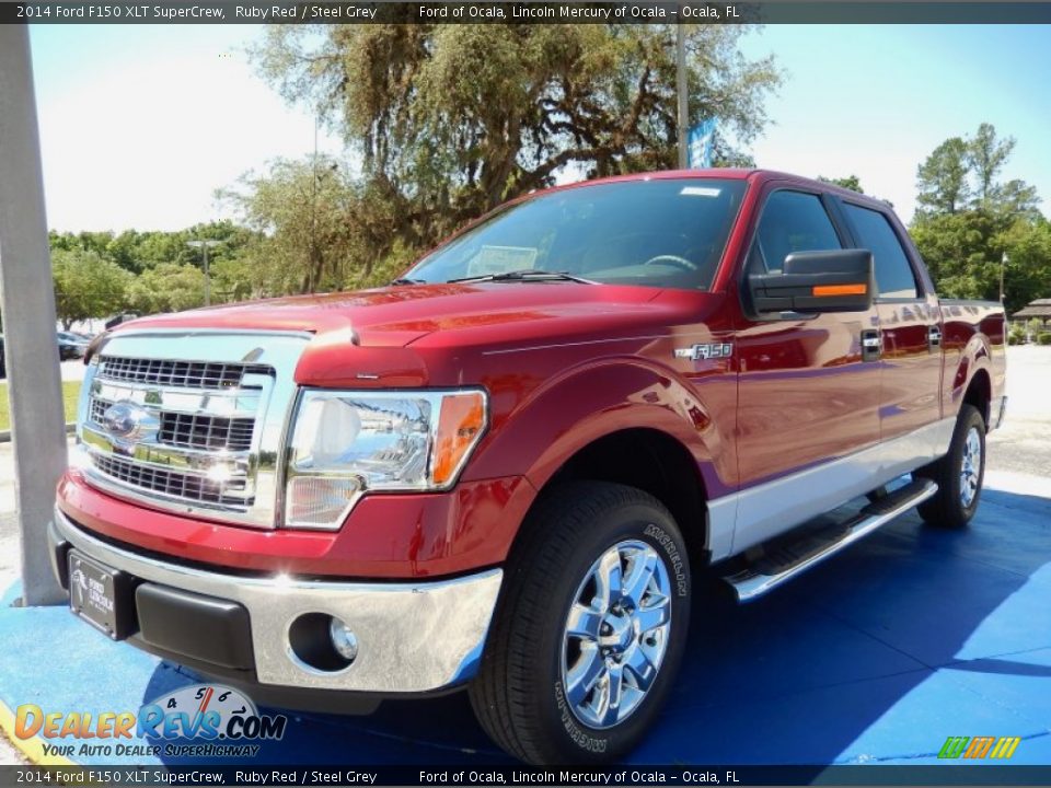 2014 Ford F150 XLT SuperCrew Ruby Red / Steel Grey Photo #1