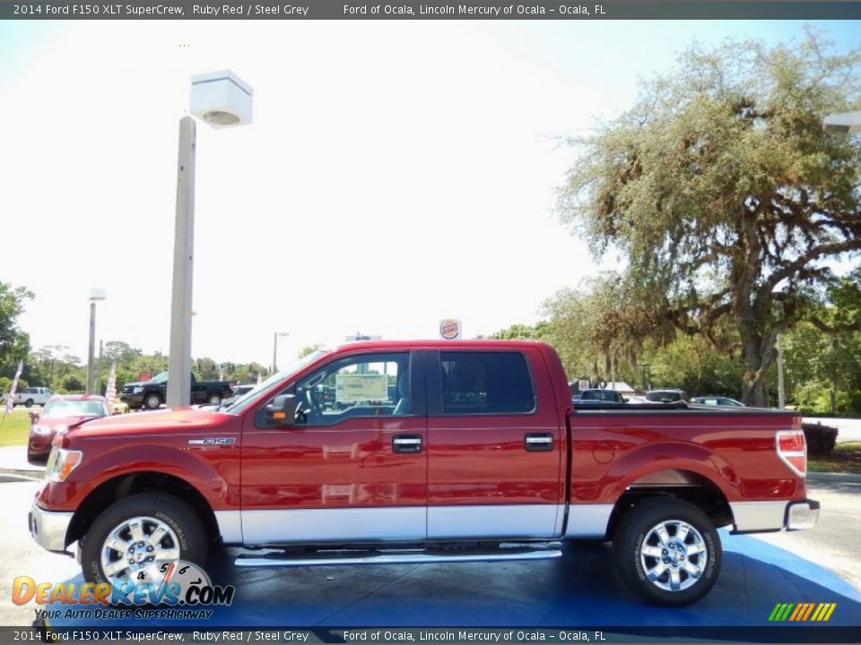 2014 Ford F150 XLT SuperCrew Ruby Red / Steel Grey Photo #2