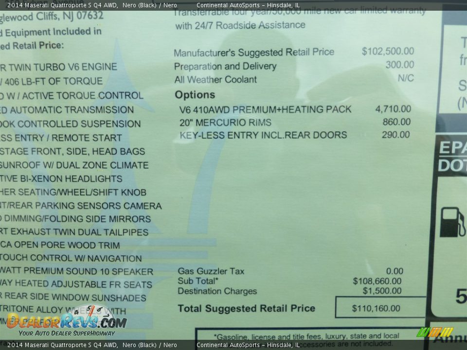 2014 Maserati Quattroporte S Q4 AWD Window Sticker Photo #12