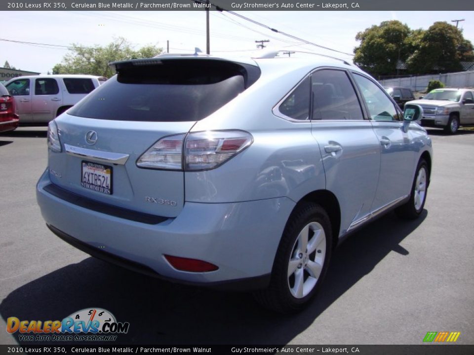2010 Lexus RX 350 Cerulean Blue Metallic / Parchment/Brown Walnut Photo #7