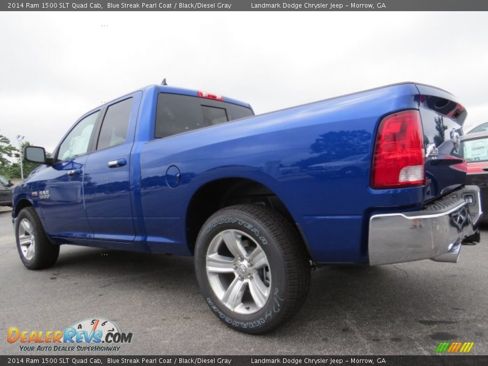 2014 Ram 1500 SLT Quad Cab Blue Streak Pearl Coat / Black/Diesel Gray Photo #2