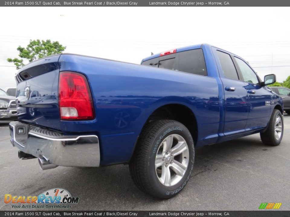 2014 Ram 1500 SLT Quad Cab Blue Streak Pearl Coat / Black/Diesel Gray Photo #3