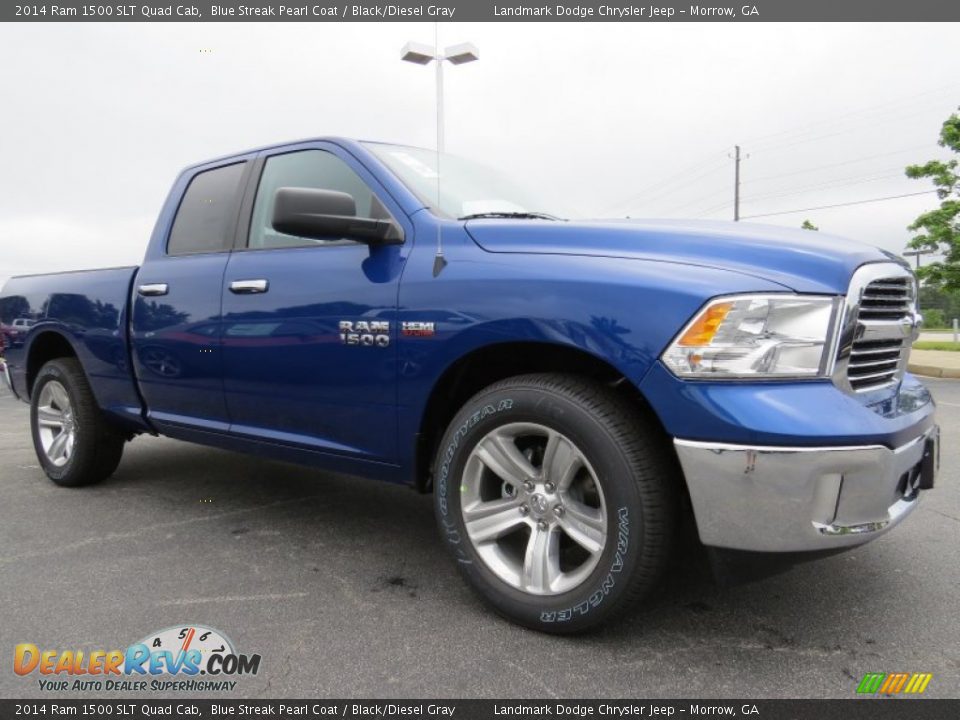 2014 Ram 1500 SLT Quad Cab Blue Streak Pearl Coat / Black/Diesel Gray Photo #4