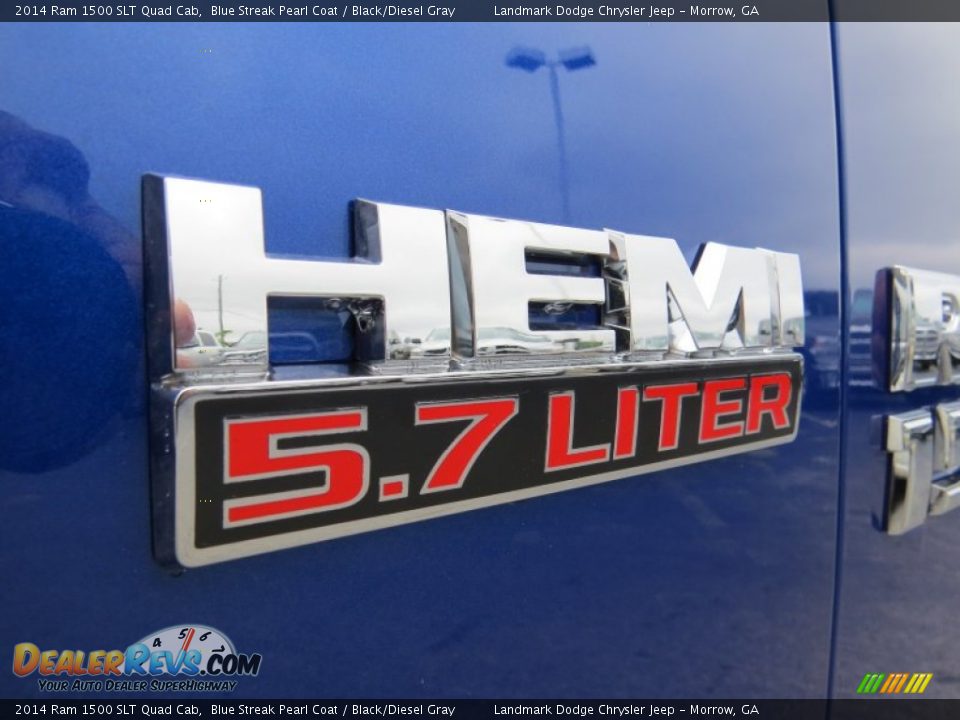2014 Ram 1500 SLT Quad Cab Blue Streak Pearl Coat / Black/Diesel Gray Photo #6
