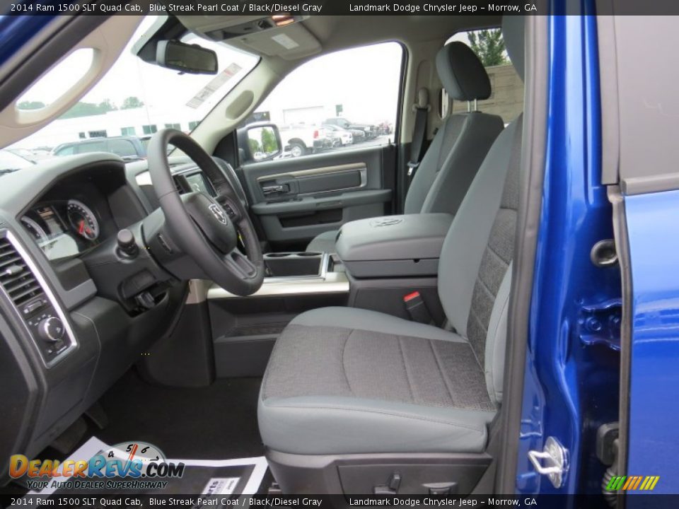 2014 Ram 1500 SLT Quad Cab Blue Streak Pearl Coat / Black/Diesel Gray Photo #7