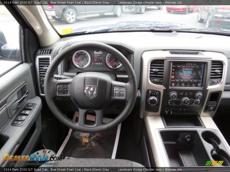 2014 Ram 1500 SLT Quad Cab Blue Streak Pearl Coat / Black/Diesel Gray Photo #9