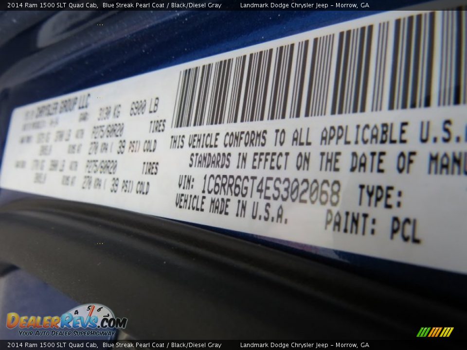 2014 Ram 1500 SLT Quad Cab Blue Streak Pearl Coat / Black/Diesel Gray Photo #11