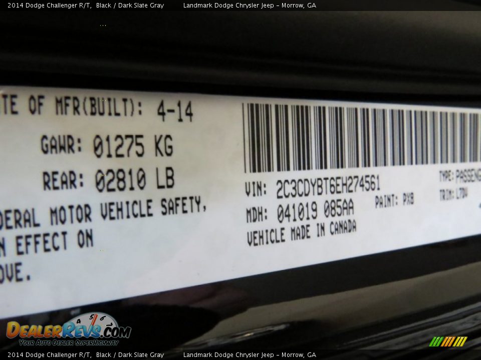 2014 Dodge Challenger R/T Black / Dark Slate Gray Photo #11