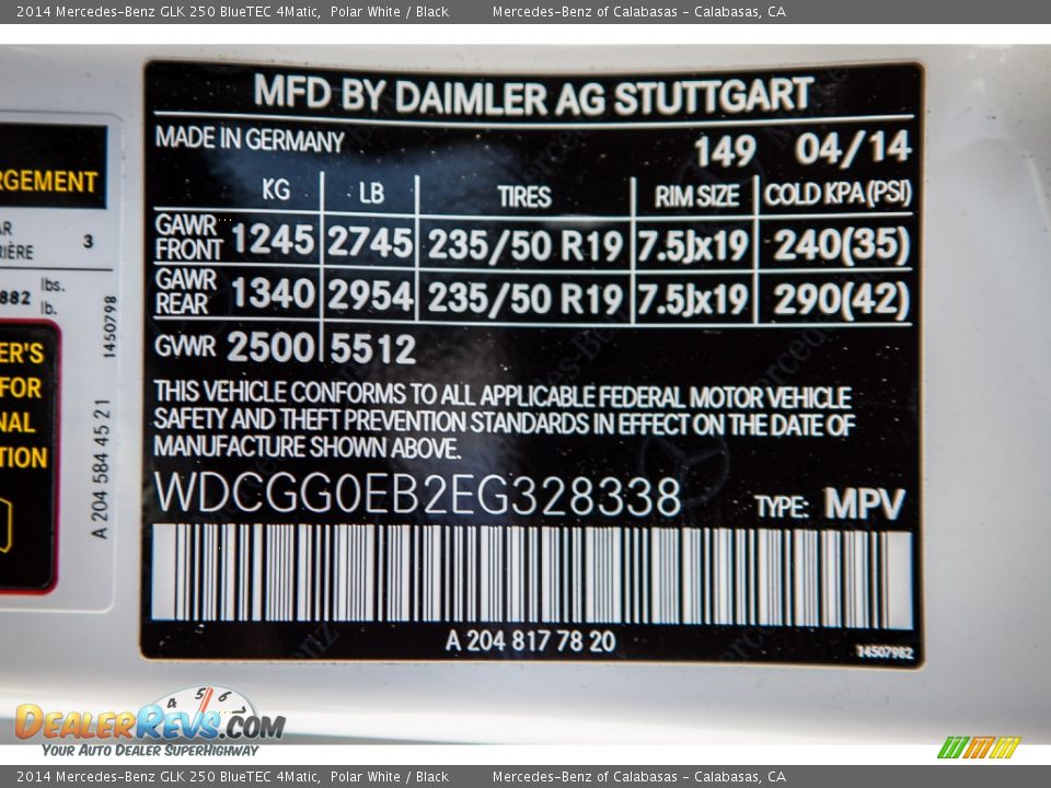 2014 Mercedes-Benz GLK 250 BlueTEC 4Matic Polar White / Black Photo #7